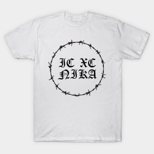 ICXC NIKA Gothic Barbed Wire Hardcore Punk T-Shirt